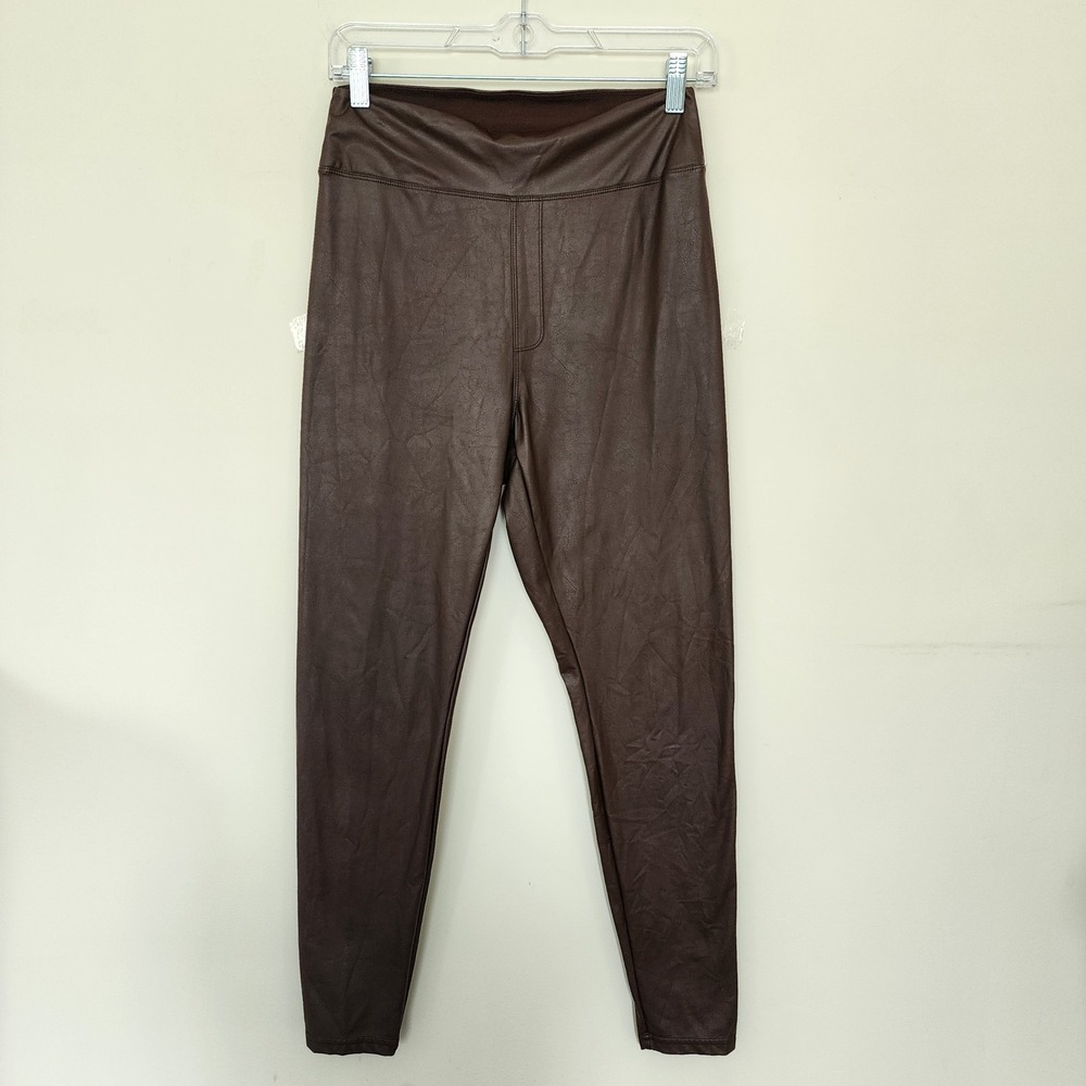 OFFLINE by Aerie Real Luxe Faux Leather High Rise Leggings Brown Womens Large - Picture 3 of 12